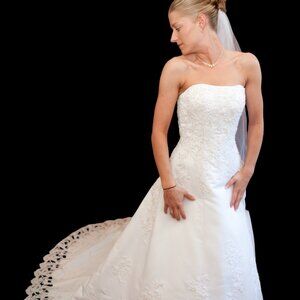 Gorgeous Wedding Dress with Sweatheart Neck Line, exceptional Beading,long train